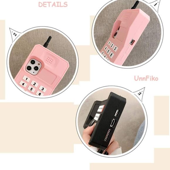 Funny Phone Case, Pink, Retro Cellphone, iPhone 14 - Picture 3 of 3